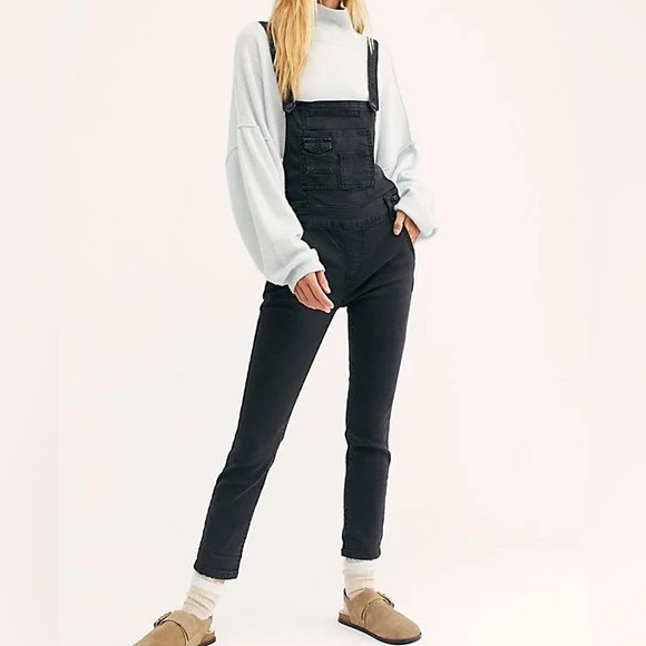 Free People Denim - Free People Black Slim Denim Overalls